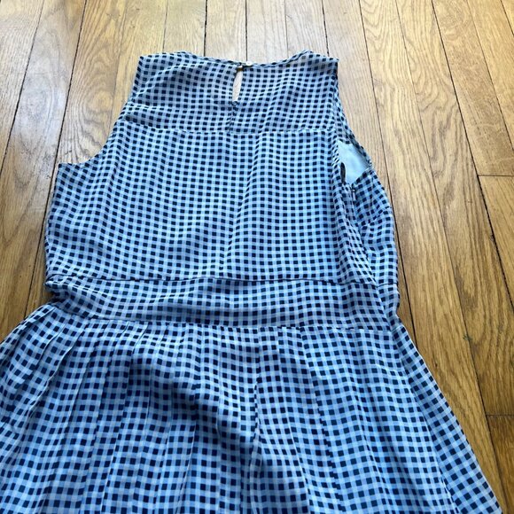 Timo Weiland X Banana Republic Size 4 Blue Gingham Plaid Silk Sleeveless Dress - Picture 13 of 14